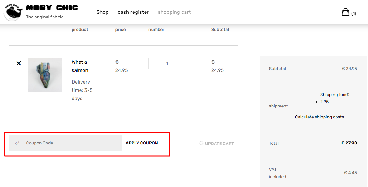 How do I use my MOBY CHIC discount code?