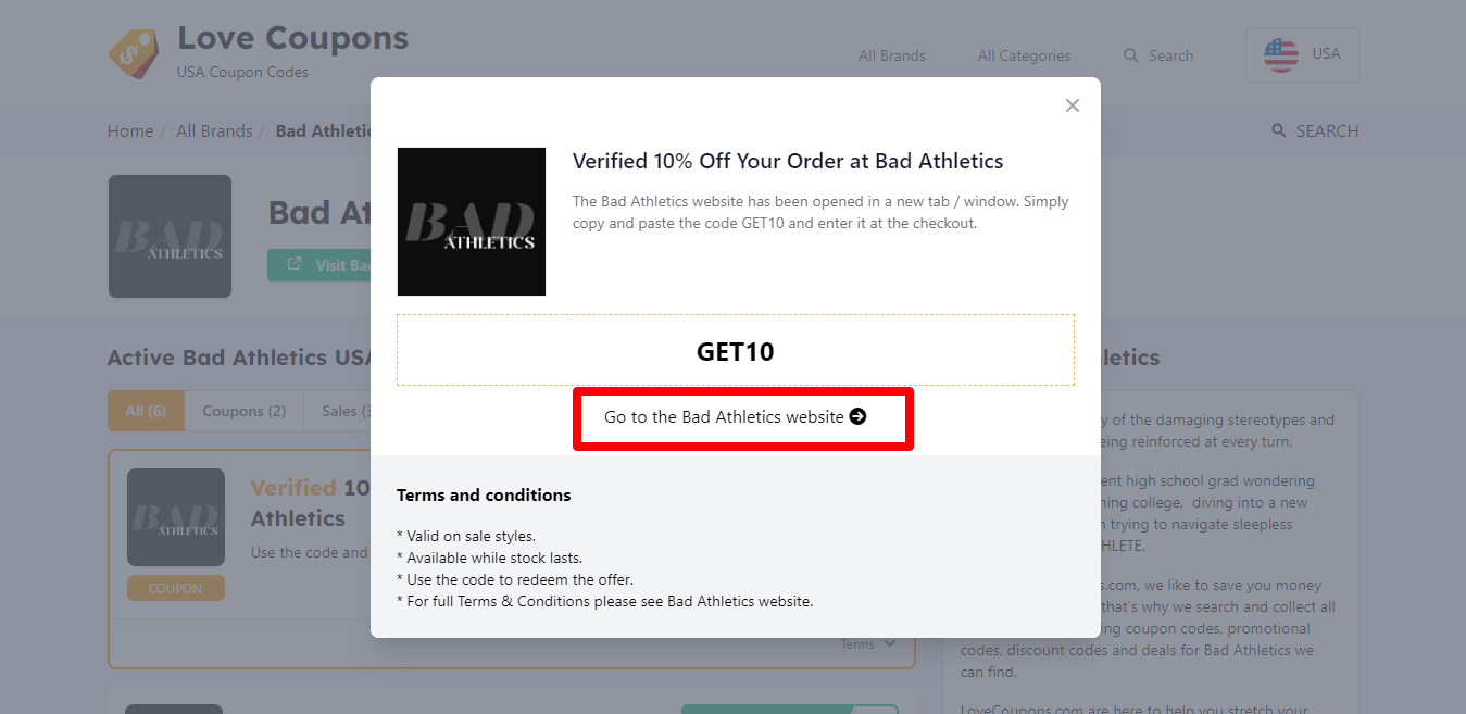 Bad Athletics website