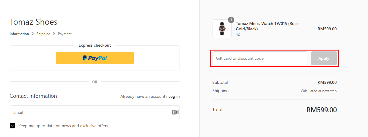 How do I use my Tomaz Shoes discount code?