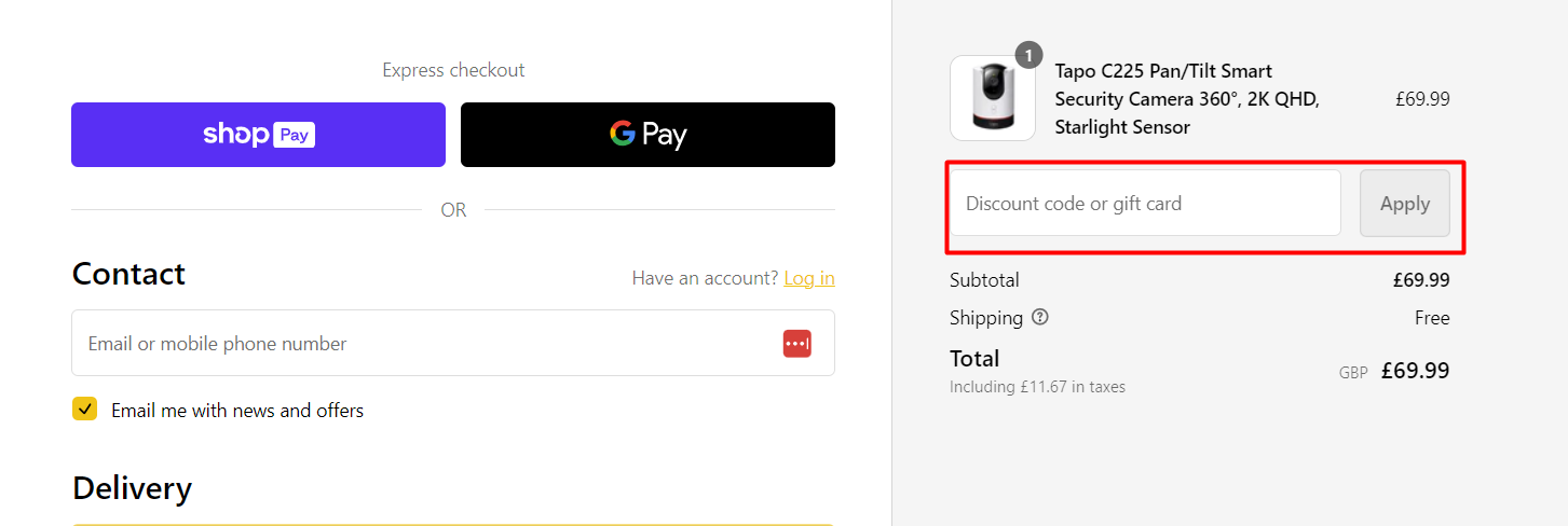How do I use my Tapo discount code?