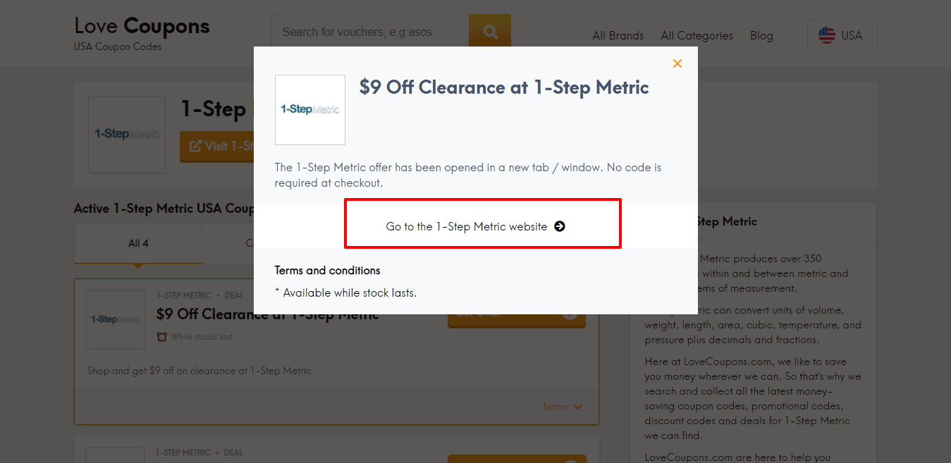 1-Step Metric Website