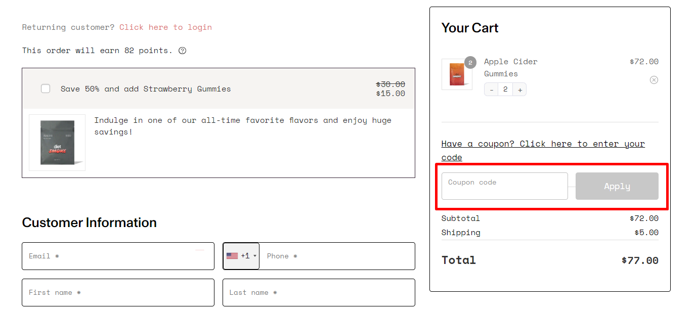 How do I use my Diet Smoke coupon code?