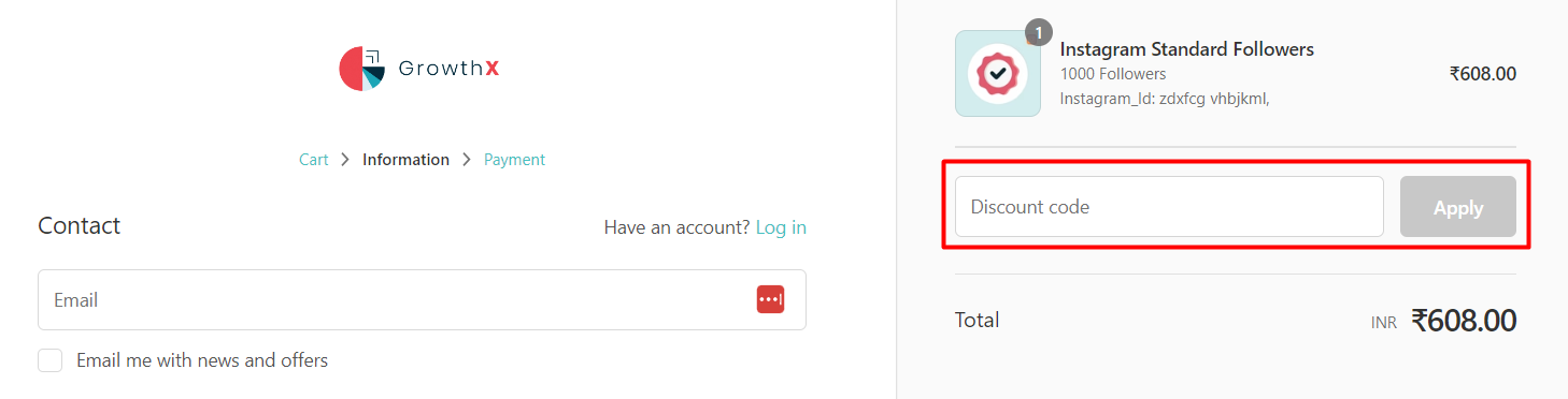 How do I use my GrowthX discount code?