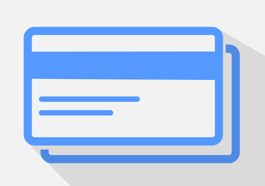 tarjeta de débito azúl sobre fondo gris