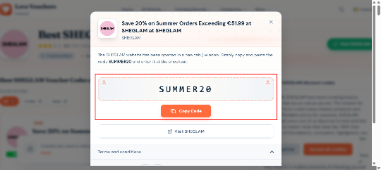find the best summer colletion from SHEGLAM to receive a 20% discount