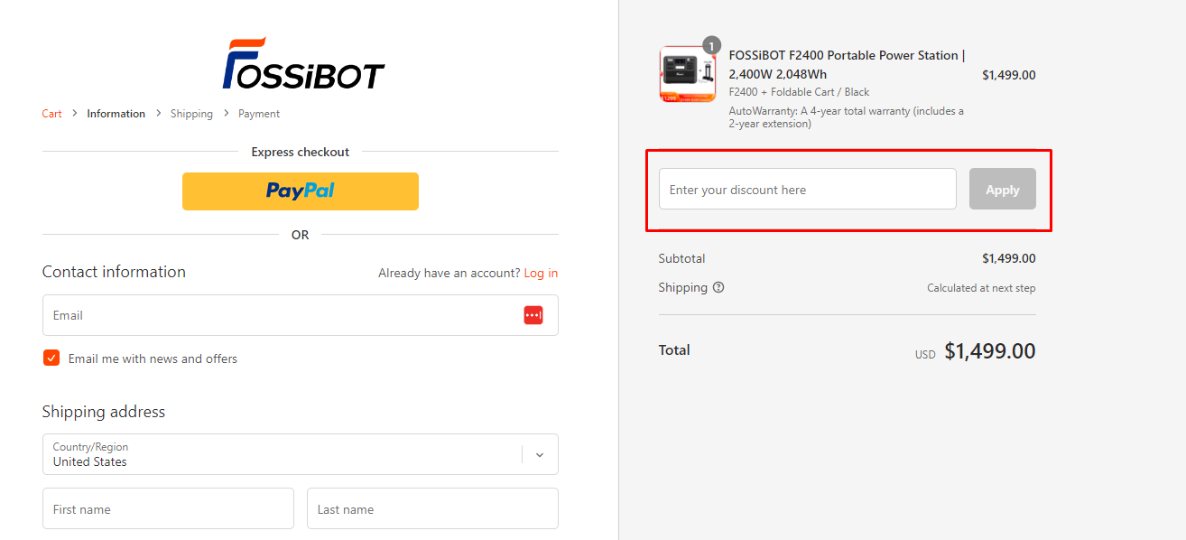 How do I use my FOSSiBOT discount code?