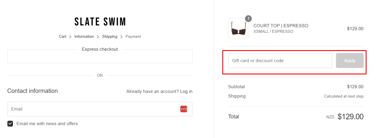 How do I use my Slate Swim discount code?