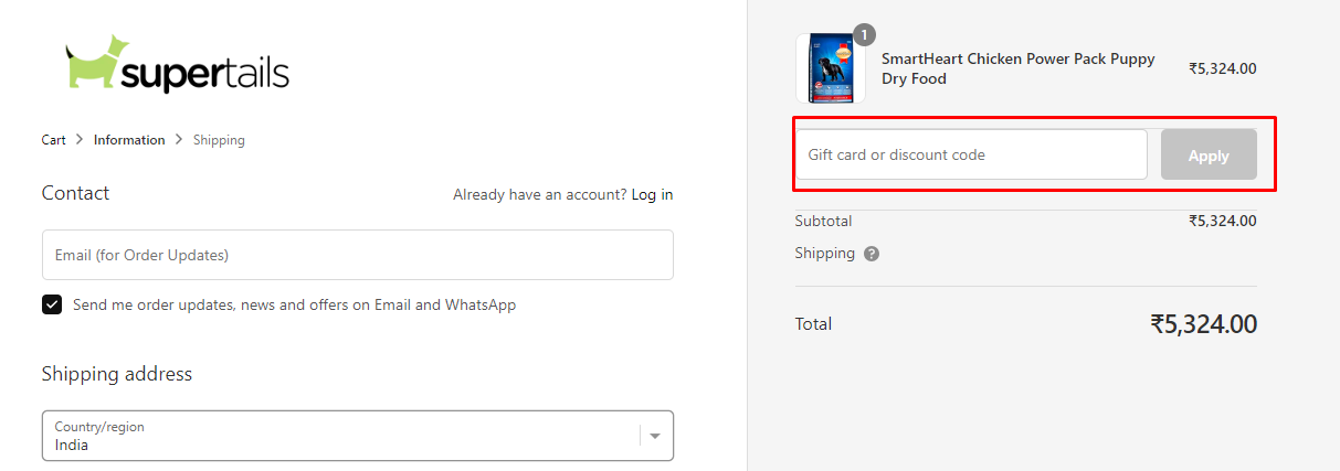 How do I use my Supertails discount code?