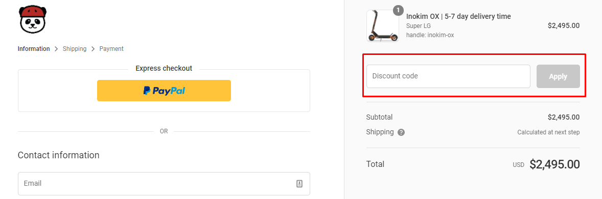 How do I use my Ridepanda discount code?