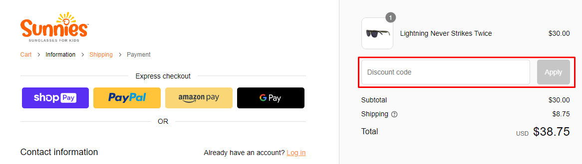 How do I use my Sunnies discount code?