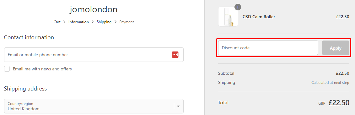 How do I use my JOMO discount code?