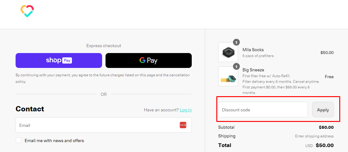 How do I use my Mila Cares discount code?