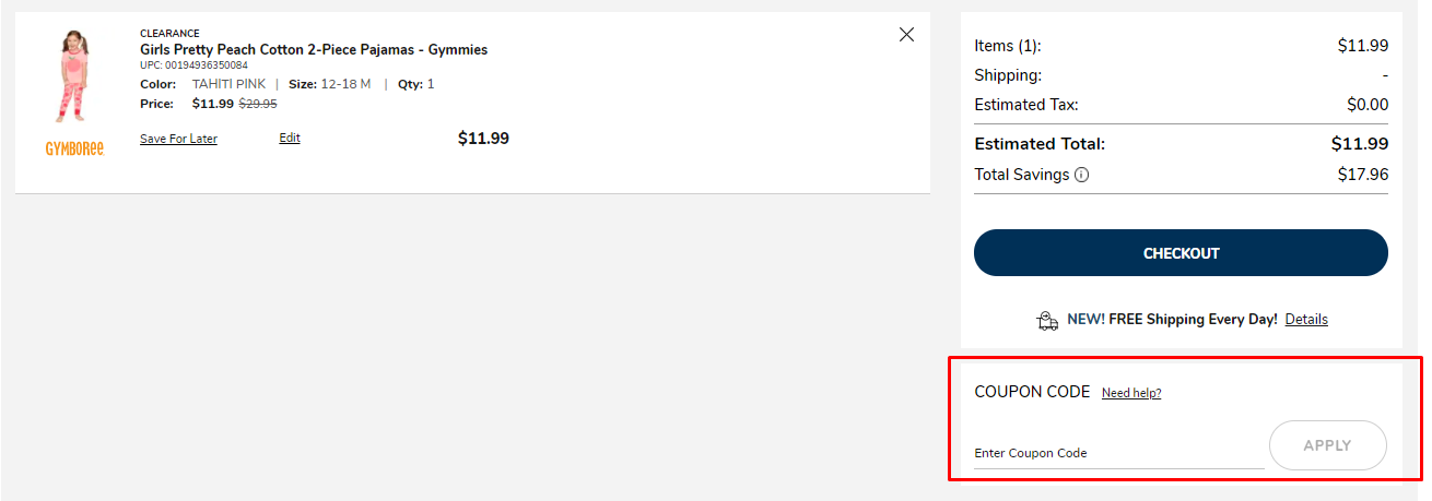 How do I use my Gymboree coupon code?