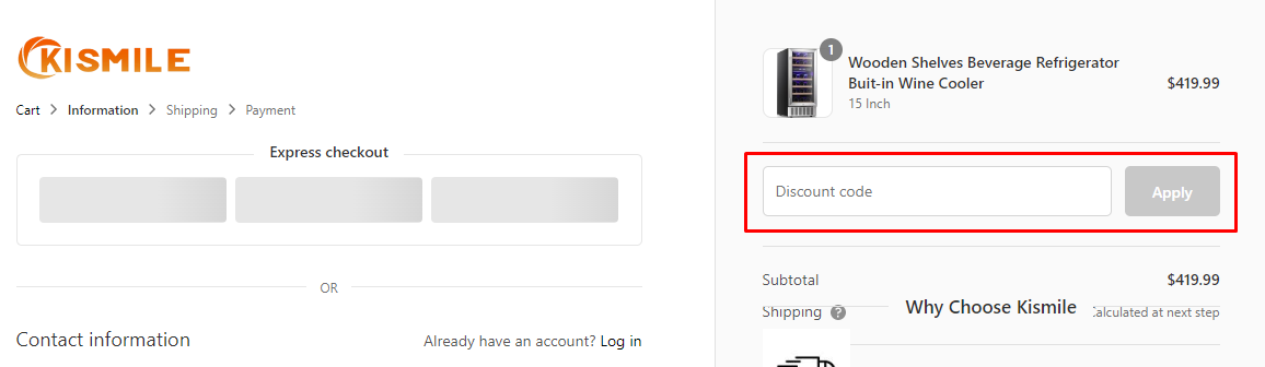 How do I use my Kismile discount code?