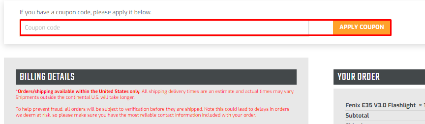 How do I use my Fenix Lighting coupon code?