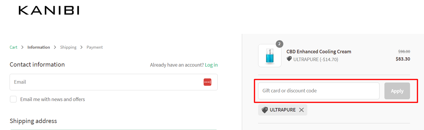 How do I use my KANIBI discount code?
