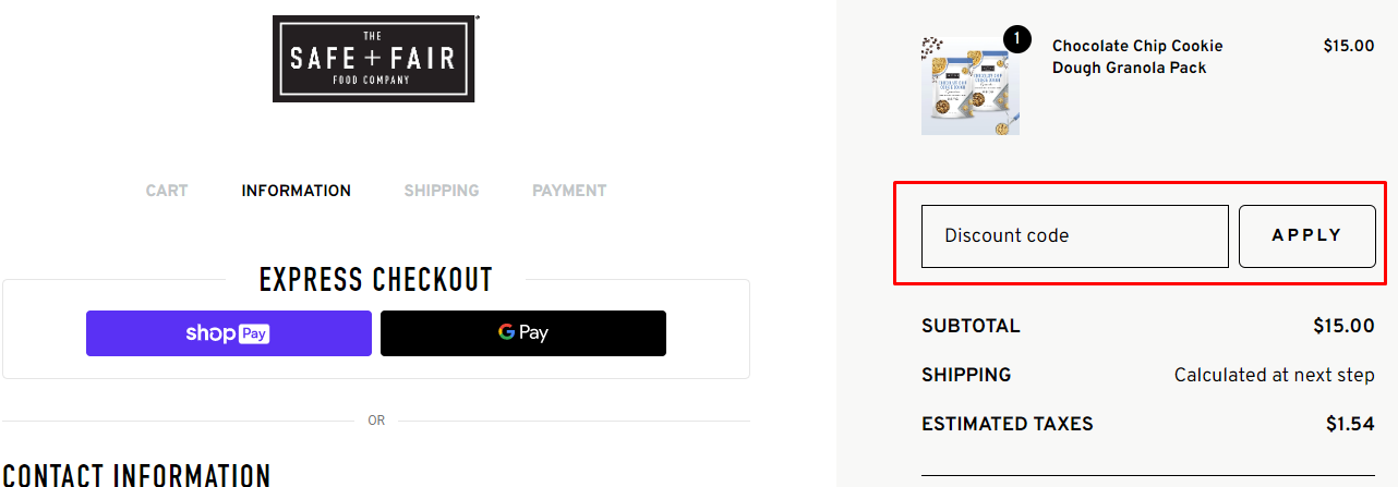 How do I use my Safe + Fair discount code?