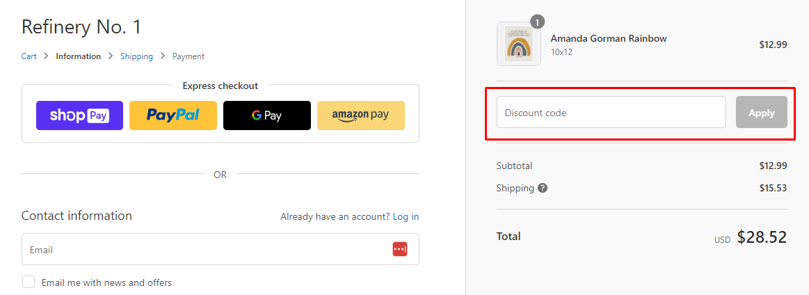 How do I use my Refinery Number One discount code?