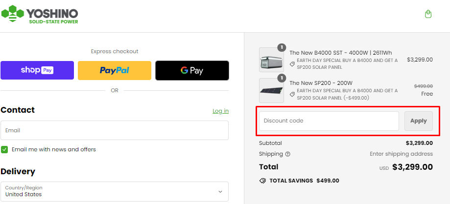 How do I use my Yoshino discount code?