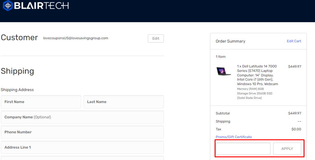 How do I use my Blair Technology Group promo code?