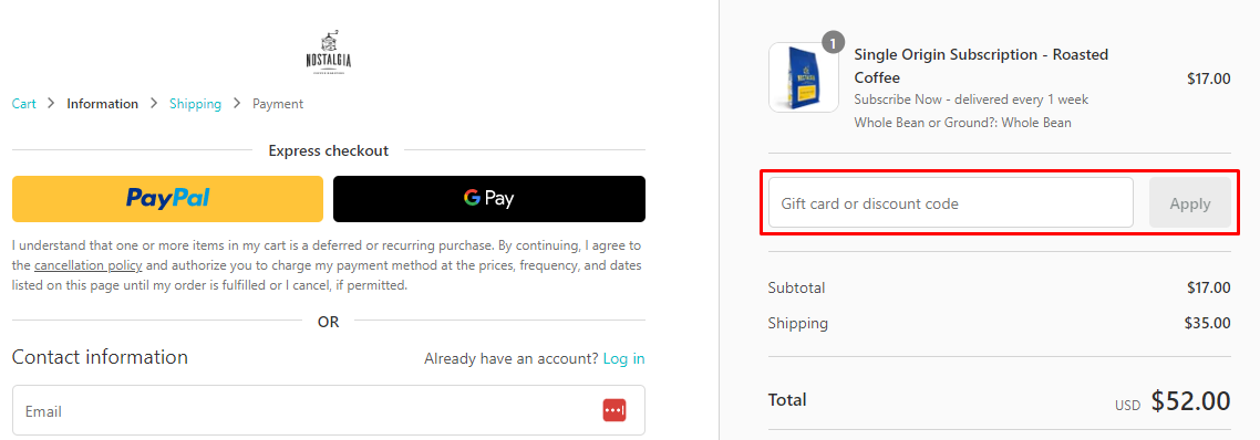 How do I use my Nostalgia Coffee Roasters discount code?