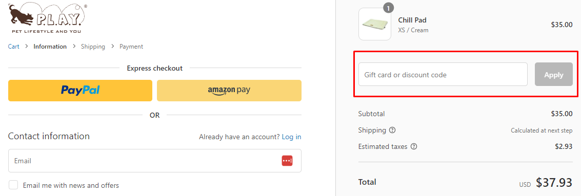 How do I use my P.L.A.Y. discount code?