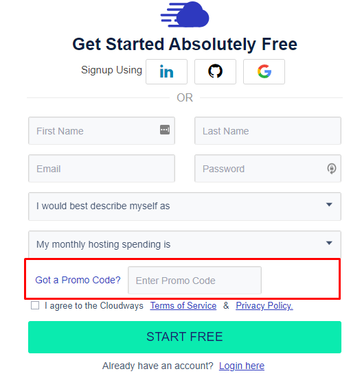 How do I use my Cloudways promo code?