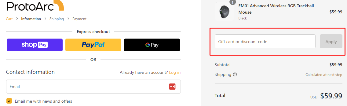 How do I use my ProtoArc discount code?
