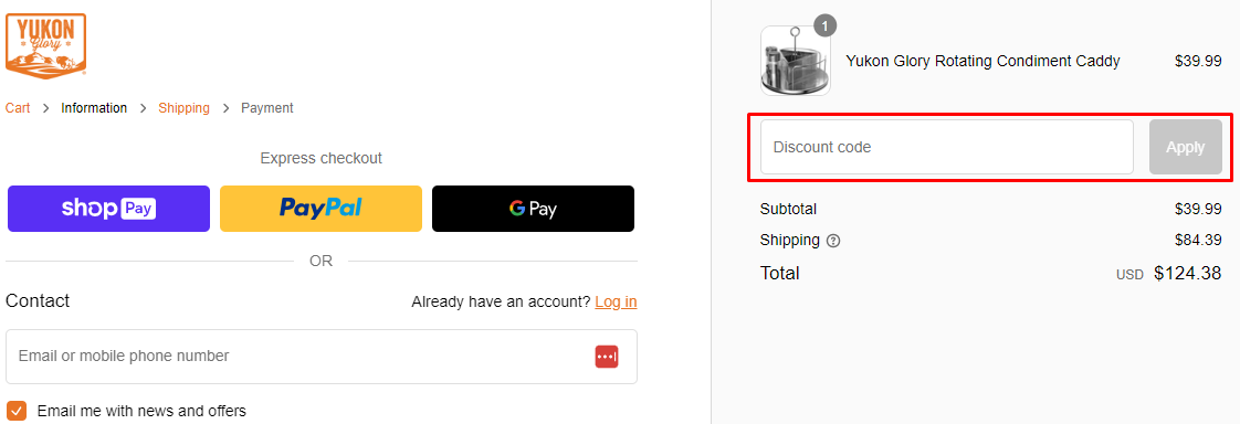 How do I use my Yukon Glory discount code?