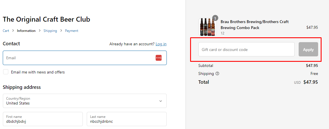 How do I use my Craft Beer Club discount code?