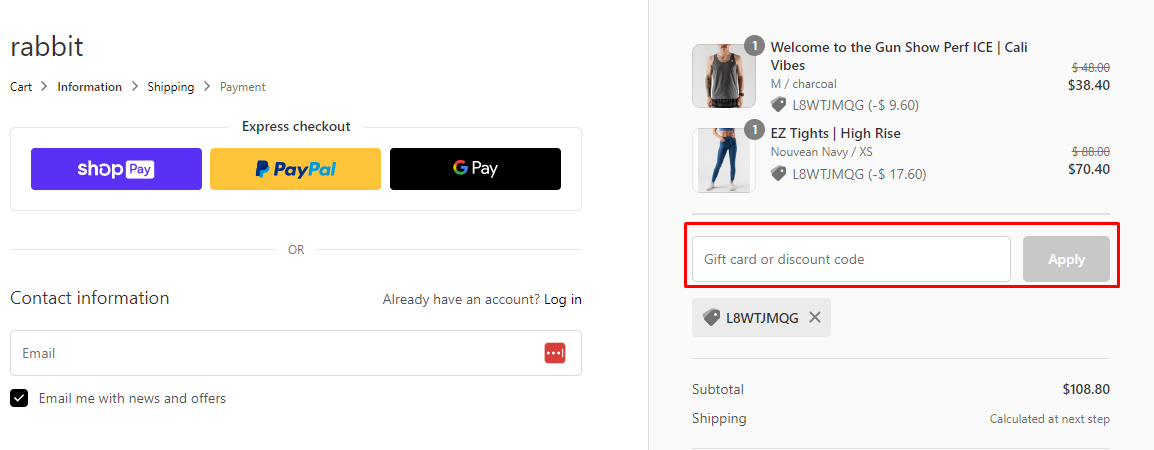 How do I use my Rabbit discount code?