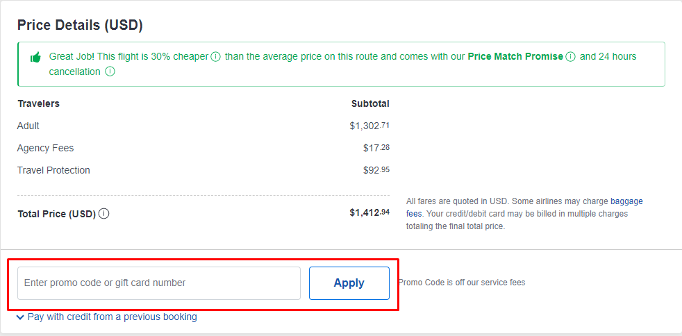 How do I use my OneTravel promo code?