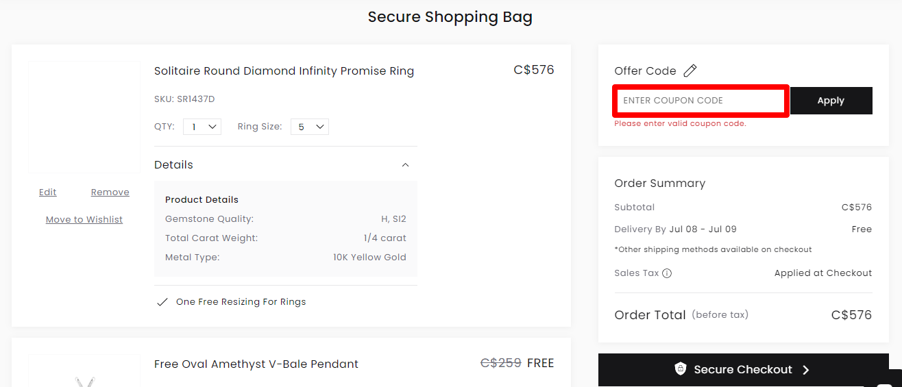 Angara promo codes place highlighted with a red box on their checkout page