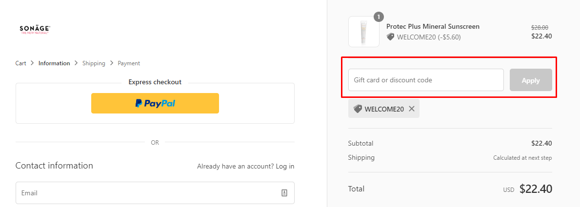How do I use my Sonage discount code?