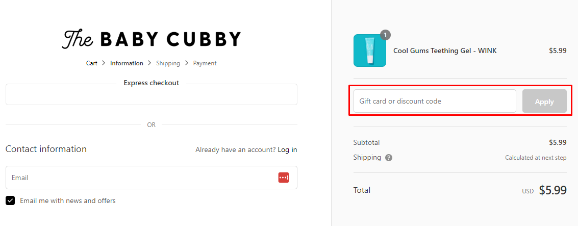 How do I use my The Baby Cubby discount code?