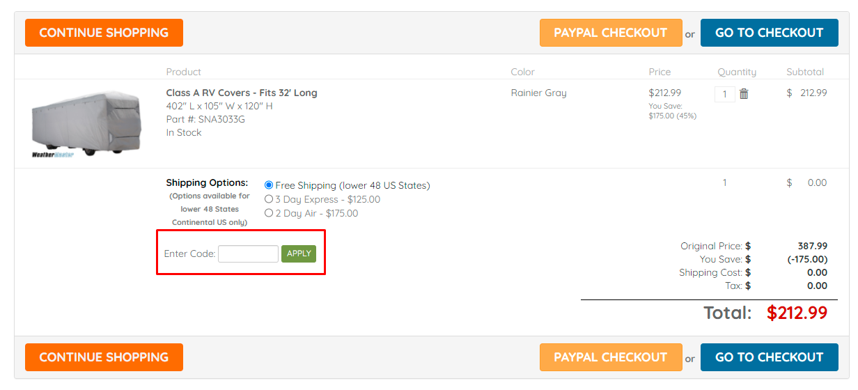 How do I use my Outdoor Cover Warehouse coupon code?