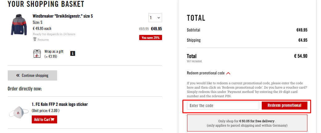 How do I use my FC KOLN promotional code?