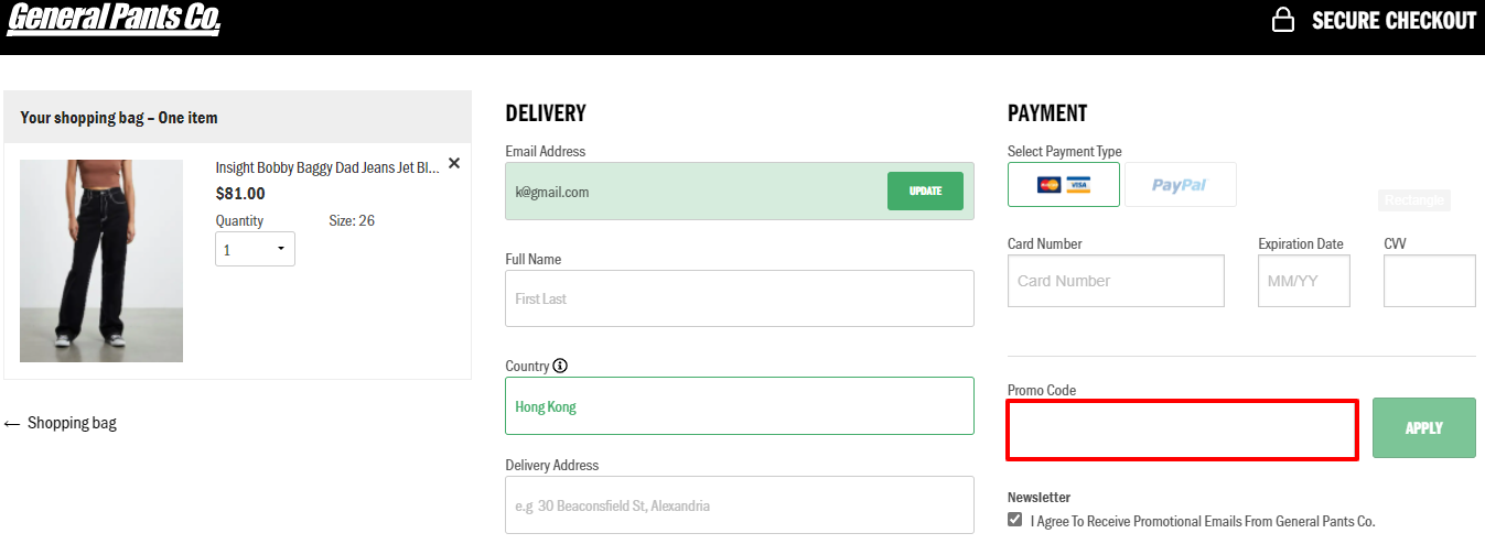 General Pants Promo Code HK