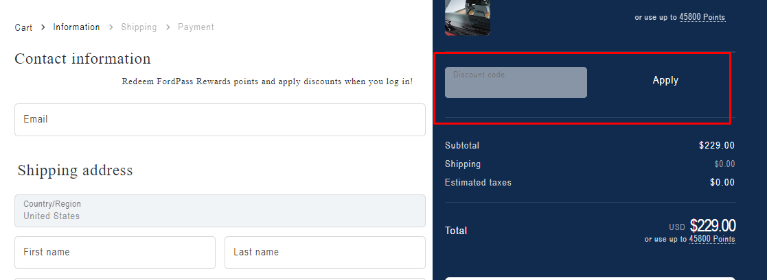 How do I use my Ford Accessories discount code?