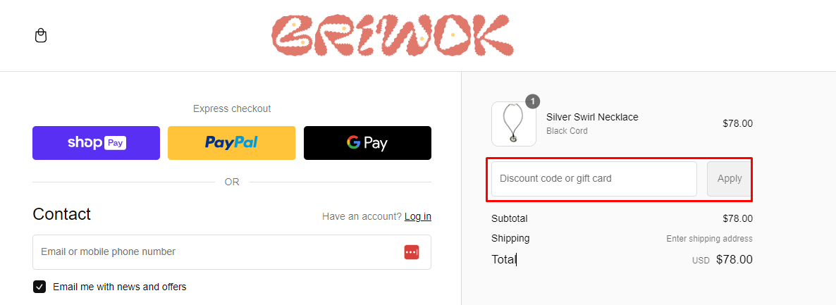 How do I use my Briwok discount code?
