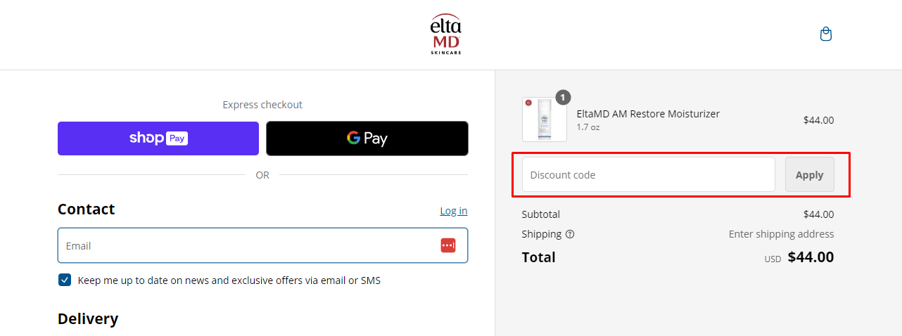 How do I use my EltaMD discount code?