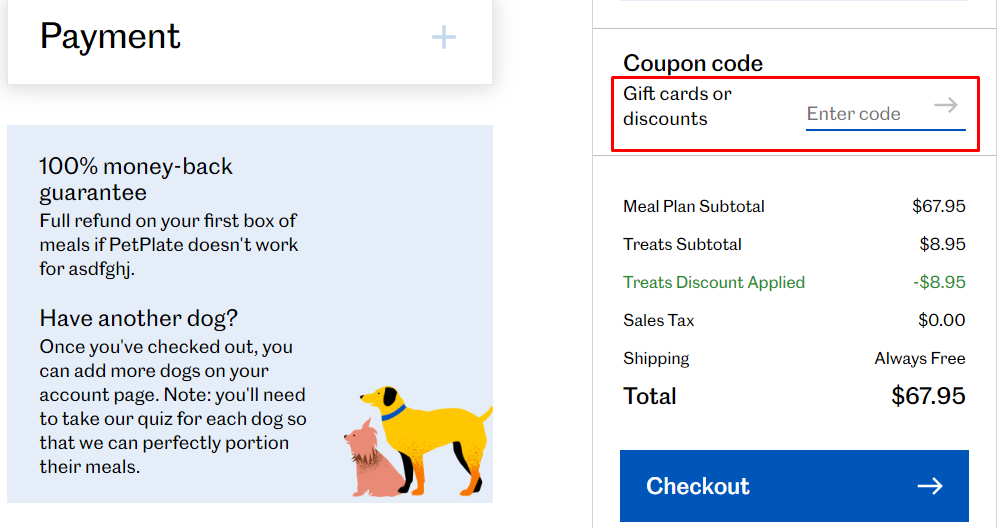 How do I use my PetPlate coupon code?