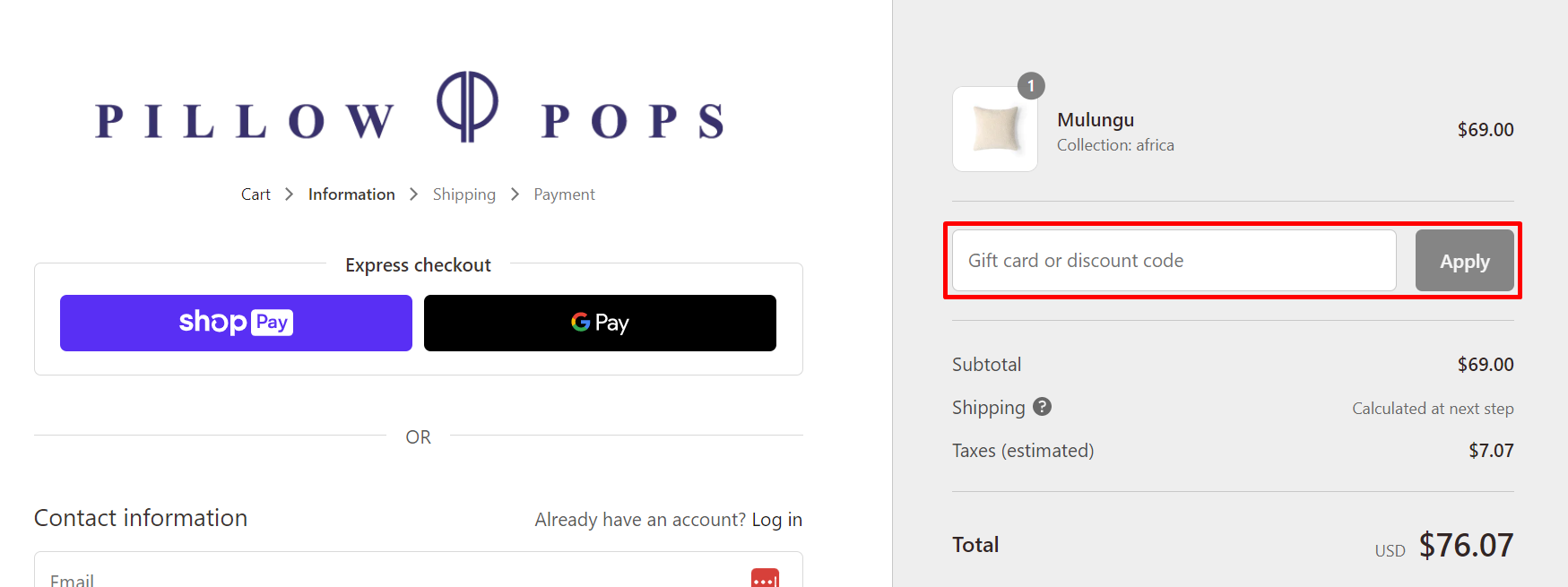 How do I use my Pillow Pops discount code?