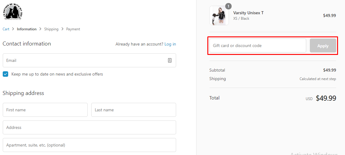 How do I use my I’d Rather Be With My Dog discount code?
