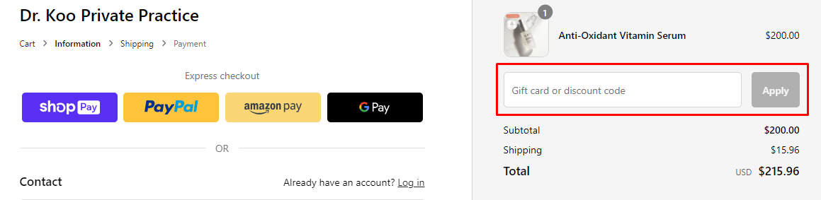 How do I use my Dr Koo Private Practice discount code?