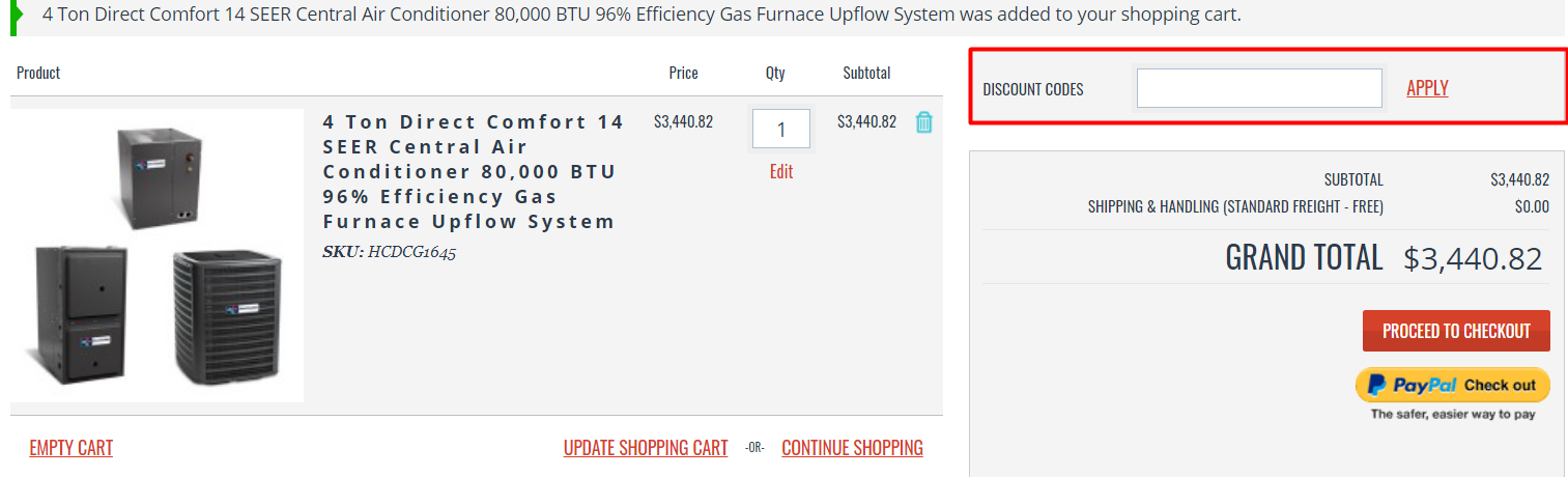 How do I use my Heat & Cool discount code?