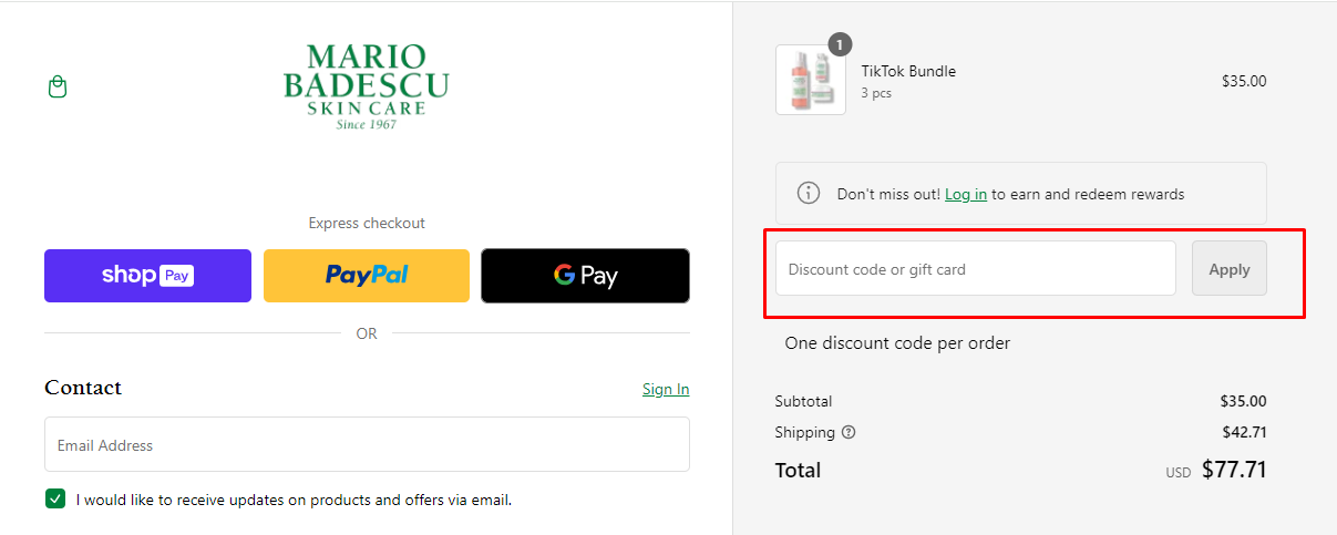How do I use my Mario Badescu discount code?