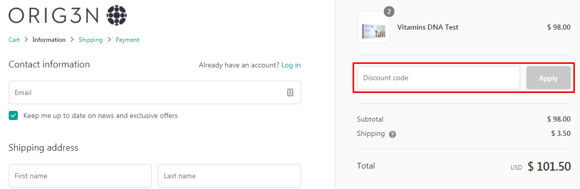 How do I use my Orig3n discount code?