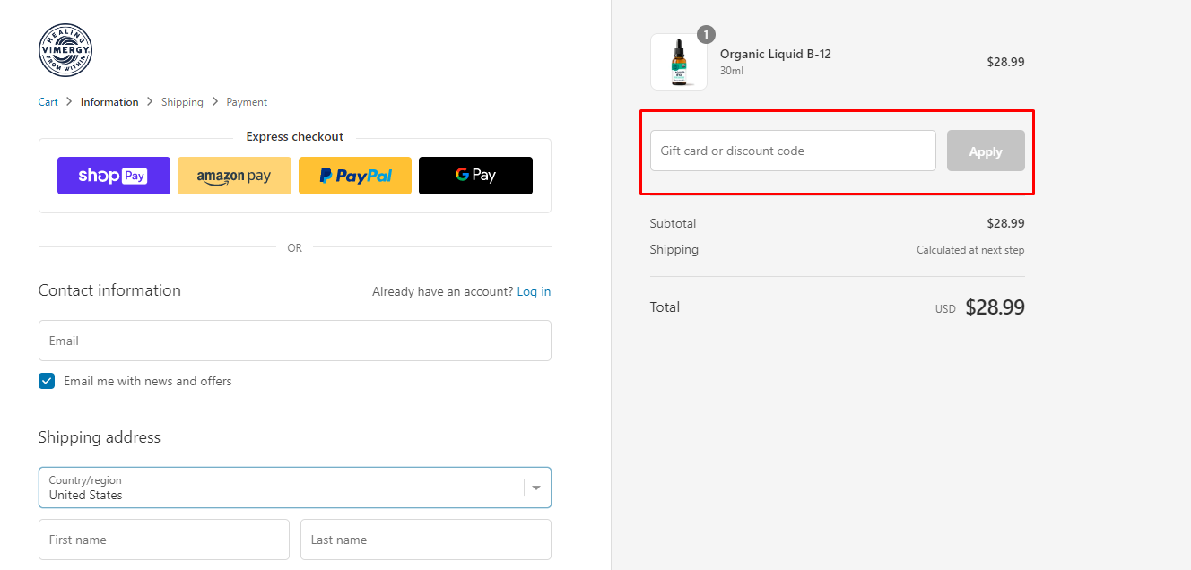 How do I use my Vimergy discount code?