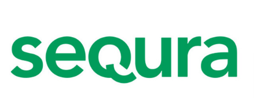 Fondo blanco con logo de Sequra de color verde agua disponible en Love Coupons